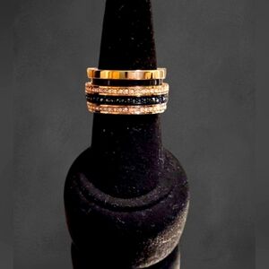 Swarovski Vintage Black & Gold Ring Very Unique - Design Dazzling Sparkle Size 7